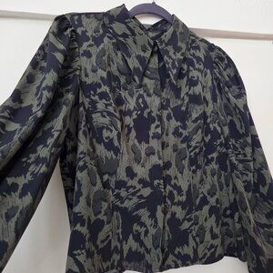 Top Shop button down collared animal print shirt